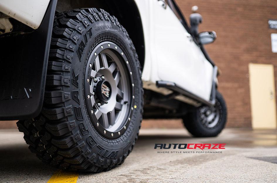 TOYOTA HILUX N80 4WD MACHETE XD MATTE GREY WITH BLACK RING
